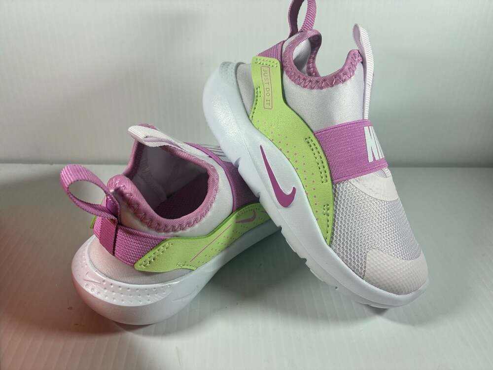 New Nike Flex Runner 7c Toddler Slip-On Shoes - Light Violet/Light Liquid Lime
